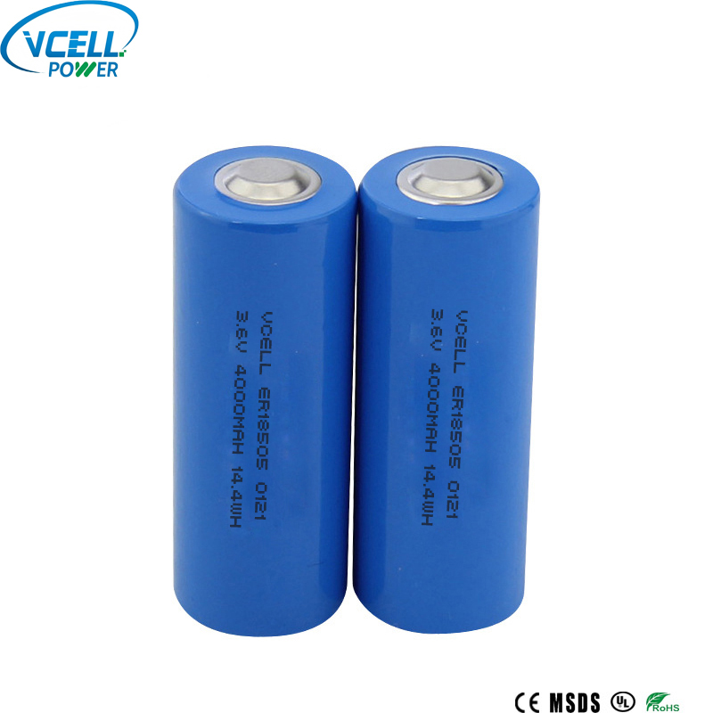 ER18505 3.6V 4000mAh 기본 Li SOCL2 배터리
